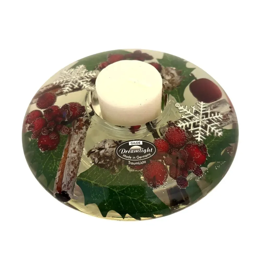 Gilde Dreamlight Germany Christmas Holly Berries Votive Candle Holder NWT